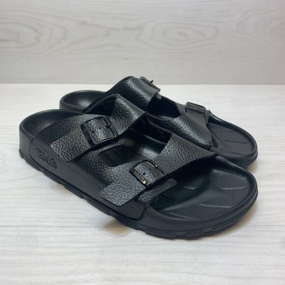 Birkis Birkenstock Arizona Slide Sandals Size 46 Mens 13 Black 2 Strap Leather main image 8